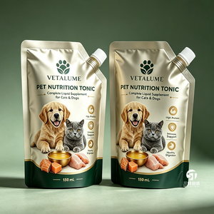 Bolsas personalizadas impresas para bebidas de suplementos para mascotas, con boquilla aluminizada de grado alimenticio, tipo stand-up, para caldo de hueso de perro, leche para cachorros y líquidos. - Product Image 3