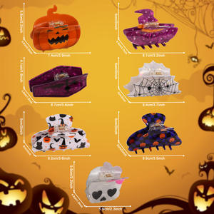 Accessoires pour cheveux en PVC pour femmes, thème Halloween, avec motifs griffe, citrouille, crâne, araignée, requin, mignons, amusants et fantaisie, de la marque Gores Jewelry - Product Image 3