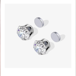 Custom Lady Earring Fashion Diamond 316L Stainless Steel 4 6 8mm <b>Clip</b>-on Diamond Magnetic Earrings Magnet Earrings For Women - Product Image 5