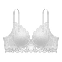 Soutien-gorge minimisateur en dentelle unie, sexy, en maille ultra-fine, respirant et confortable pour poitrines généreuses, style français, nouvelle collection.