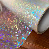 Película Transparente Holográfica de Vidrio Roto para Laminación en Frío, Película PET Holográfica Iridiscente de Vidrio Roto, Hecho en China