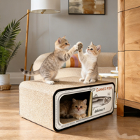 Lit et griffoir combinés pour chats d'intérieur, vente directe usine, en peluche douce et durable, mobilier pour animaux, idéal pour plusieurs chats