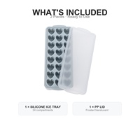 Bac à glaçons en silicone personnalisé Coeur patte de chat 24 compartiments 2 formes couvercle PP sans BPA congélateur à libération de pop OEM ODM cadeau de fête