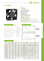 YCCFAN 120x120x38mm 1238 YAH1238B2(5B) Precio de fábrica Impermeable Ip55 Ventilador axial 220V Ac Ventilador axial