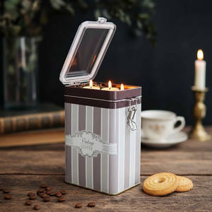 Kontensan ER0437A Elegance 75x100x150mm Iron Rectangular Tin Storage <b>Container</b> Wire Clasp Transparent Lid Cookies Candles Tea - Product Image 3