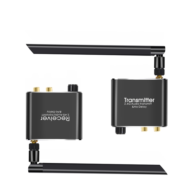 2.4G Wireless Audio Transmitter Receiver 50M NO Delay 2.4Ghz RCA R/L 3.5mm Stereo 192kHz 24bit HiFi for TV Speakers Amplifier