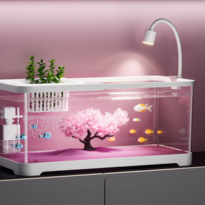 Nuovo Mini <span class=keywords><strong>Acquario</strong></span> 2026 con Pompa e Filtro, Ciotola in Vetro Trasparente, Grotta Rocciosa Nascondiglio, Bellissimo Setup per Acquascaping - Product Image 1