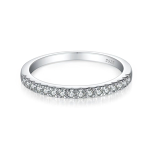 Aniversario Compromiso Unisex Mujer Media Eternidad Moissanite Anillo de bodas Moda Plata de ley S925 - Product Image 6