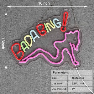 Insegna Luminosa LED ZODZ <span class=keywords><strong>Bada</strong></span> Bing Dimmerabile Decorazione Murale per Man Cave Camera da Letto Alimentata USB Merchandising Sopranos Arte Elettronica - Product Image 4