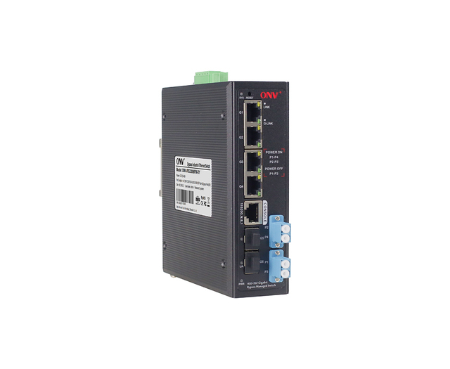 6-Port Managed Bypass Industrial PoE Switch 10/100/1000Mbps SNMP QoS VLAN Support