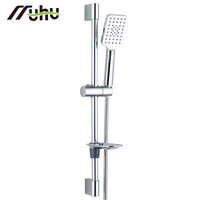 Ensemble de barre de douche coulissante moderne réglable, ensemble de rail de douche rond en acier inoxydable avec pomme de douche à main chromée et tuyau en laiton