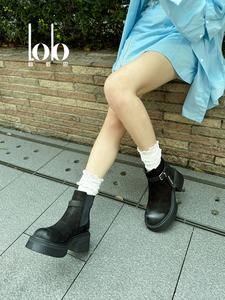 Botas Chelsea elásticas para mujer, cuero <span class=keywords><strong>de</strong></span> suela gruesa <span class=keywords><strong>de</strong></span> moda con suela gruesa, <span class=keywords><strong>zapatos</strong></span> <span class=keywords><strong>de</strong></span> mujer <span class=keywords><strong>de</strong></span> un pie - Product Image 4