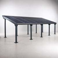 Abri solaire pour 4 voitures, auvent de stationnement solaire en acier galvanisé avec panneaux photovoltaïques pour usage industriel