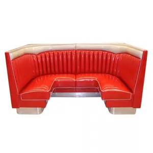 Глянцевая, белая и красная, в стиле ретро, для старой школы, ресторана, обеденной будки, дивана U-образной формы, сиденье с столом, оптовая продажа в США