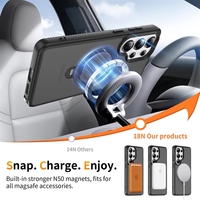 Étui de téléphone magnétique de luxe neuf avec support rotatif et coque arrière protectrice effet peau pour S26 Ultra