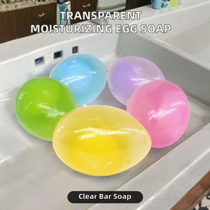 Jabón Sólido Transparente Natural Hidratante y Blanqueador en Forma de Huevo, Bolsa Autosellable Tipo Macaron, Fragancia de Rosa, Aceite Esencial - Product Image 2