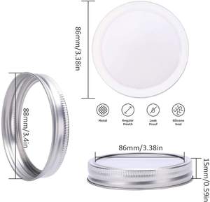 Mason Jar Coperchi e Bande per Regolare/<span class=keywords><strong>Bocca</strong></span> Larga Vasi di Muratore, A Prova di perdite Copre e Anelli con Guarnizioni <span class=keywords><strong>In</strong></span> Silicone, Argento/<span class=keywords><strong>Oro</strong></span> - Product Image 3