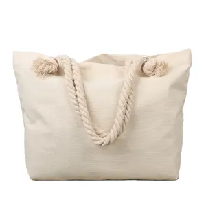 Venta bolsa de playa de lona bolsa de paja playa venta al por mayor bolsa en blanco