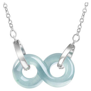 หยกธรรมชาติสีน้ำเงินหยกอินฟินิตี้จี้เงิน S925 ฝังเงินแท้ดีไซน์ดั้งเดิม UNISEX แฟชั่นเครื่องประดับสตรี D874 - Product Image 5