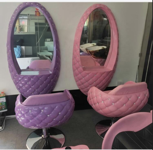 Ensemble de salon de coiffure : Lit de lavage à strass, fauteuil de barbier et poste de coiffage avec miroir — Idéal pour salons de beauté, coiffure et barbiers - Product Image 2