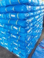 Bâche tissée enduite anti-UV, résistante aux taches, bicolore bleu foncé et blanc, sur mesure, imperméable, vente en gros usine