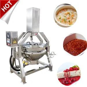 Mélangeur électrique de cuisson des aliments à gaz planétaire industriel et automatique Machine à sauce Bouilloire à double paroi Marmite avec mélangeur