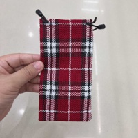 Sac en tissu à grande grille en lin, pochette pour lunettes de soleil, sac à cordon pour lunettes