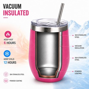 En Stock: Vaso Térmico para Vino sin Tallo de 12oz, Doble Pared, Acero Inoxidable, Forma de Huevo, con Tapa Deslizante, Ideal para Regalo Navideño - Product Image 2