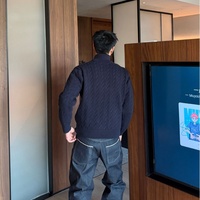 Pull-over en maille torsadée épaisse unie pour homme, avec fermeture éclair, chaud et texturé, pour l'automne et l'hiver, vêtement d'extérieur en maille, ODM