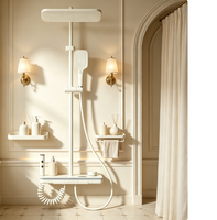 Nouvelle conception, finition chromée, surface noircie, colonne de douche thermostatique, jet de pluie, jets latéraux, ensemble complet, barre coulissante, poignée unique