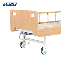 Lit médical manuel en bois à 2 manivelles pour personnes âgées, soins à domicile, avec dossier et repose-jambes réglables, table à manger et matelas