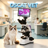 OSCAT Veterinary Medical Equipment Trinocular Microscope with 12 Inch Display 5MP HD Imaging for Pet Diagnosis Lab