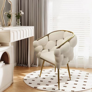 홈 가구 소파 의자 트렌디 터프트 벨벳 레저 의자, 홈 거실 식당 의자, 메탈 베이스 네일 살롱 메이크업 의자 - Product Image 1