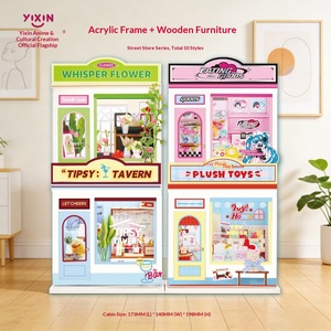 YD TOYS Maison de poupée miniature en bois éducative à assembler, thème boutique de rue, avec espace pour animaux, jouet DIY fait main CJW-71 - Product Image 1