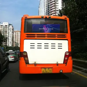 Layar LED transparan spanduk pemutar jendela belakang Bus