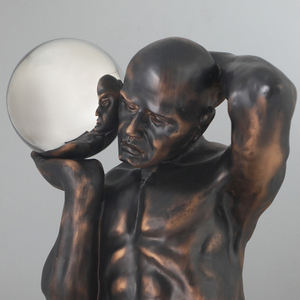 Statue d'homme <span class=keywords><strong>de</strong></span> fer noir abstrait pour décoration intérieure moderne en acier inoxydable - Product Image 4