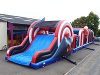 Vente d'usine labyrinthe gonflable extérieur bâche en PVC course à obstacles château noir unisexe pas cher emballé dans un sac expédié par mer