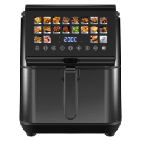 Friteuse à air intelligente carrée moderne en acier inoxydable 9L avec panneau numérique, grande capacité, four de cuisine familial