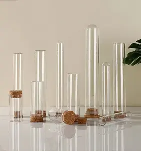 Hochwertige klare benutzer definierte Glasröhre Behälter Zigarren glasröhre Flach boden Glas Reagenzglas mit Kork