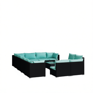 Ensemble de salon de jardin noir en rotin, mobilier d'extérieur 6 places, résistant aux intempéries, design contemporain - Product Image 1