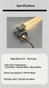 Milky White Long Wall Washer Light Modern Simple LED Wall <b>Sconce</b> for Hotel Mall Office & Commercial Project <b>Lighting</b> - Product Image 5