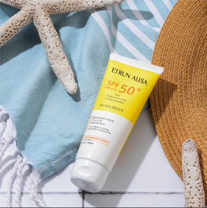 ETRUN ALISA Private Label vad ampio spettro UVA/UVB <span class=keywords><strong>crema</strong></span> <span class=keywords><strong>solare</strong></span> <span class=keywords><strong>SPF</strong></span> 50 PA +++ con acido ialuronico e Niacinamide <span class=keywords><strong>100</strong></span>% non colata bianca - Product Image 1