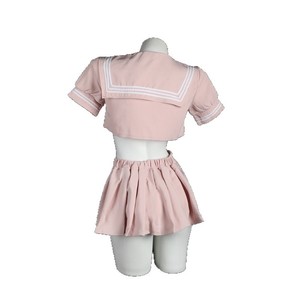 Ensemble uniforme de marin rose pour femme Lemon Story, jupe plissée à manches courtes, tenue scolaire en satin respirant, costume de jeu de rôle mignon et féminin - Product Image 4