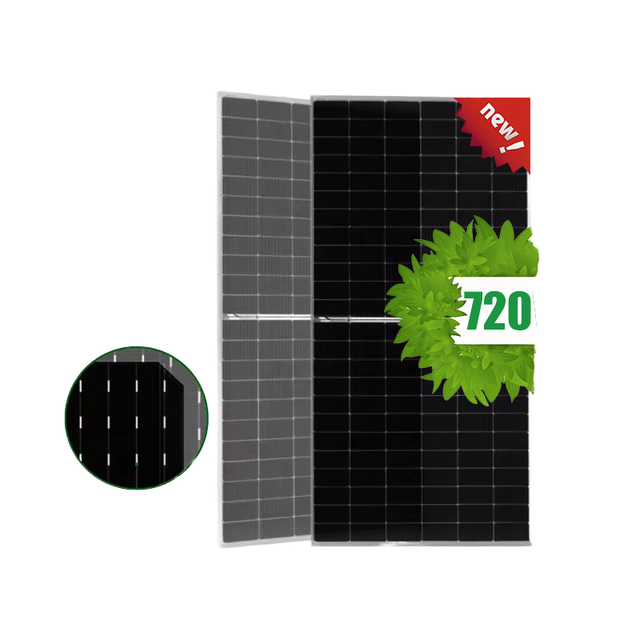HJT Monocrystalline Silicon Glass 720W High Power Solar Panel 24.8% Efficiency for Commercial Rooftop with Factory Cheap Price