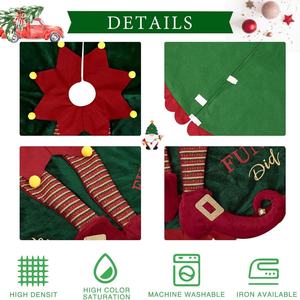 Grande Gonna per Albero di Natale con Decorazione per Gambe, Ecologica, Rossa e Verde, Decorazioni Natalizie Invernali di Babbo Natale - Product Image 3