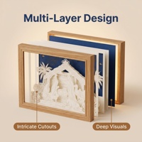 Lampe artisanale en papier multicouche creuse personnalisée, scène de la Nativité, décoration de Noël pour la maison, CE RoHS