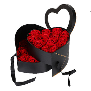 Valentine's Day Double Rotating Heart-shaped Flower Packaging Box Transparent Window Rose Gift Box