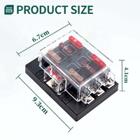 Caja de Fusibles Automotriz de Doble Fila y 6 Vías con Contactos de Cobre, Conector de Alimentación para Batería de 12V, Portafusibles Marinos