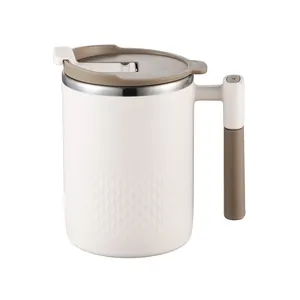 304 stainless steel tea cup with funnel double-layer insulation coffee cup with handle anti scalding mug with silicone seal lid