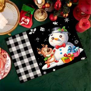Mantel Individual de Lino con Estampado de Alce Navideño de Año Nuevo, Resistente al Calor, Decoración de Mesa para Fiestas Familiares y Restaurantes, Venta al por Mayor - Product Image 5